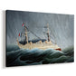 Canvas art print featuring a dramatic seascape with vessel navigating rough ocean, displayed at an angle