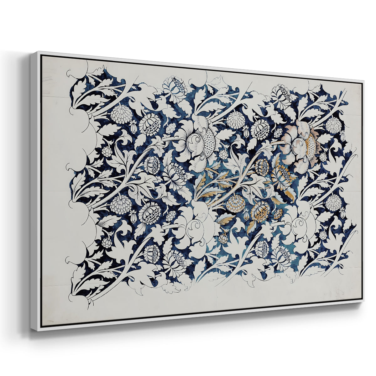 Watercolour for Printed Fabric Design: Wey, c. 1882-1883 - Floater Framed Canvas Print