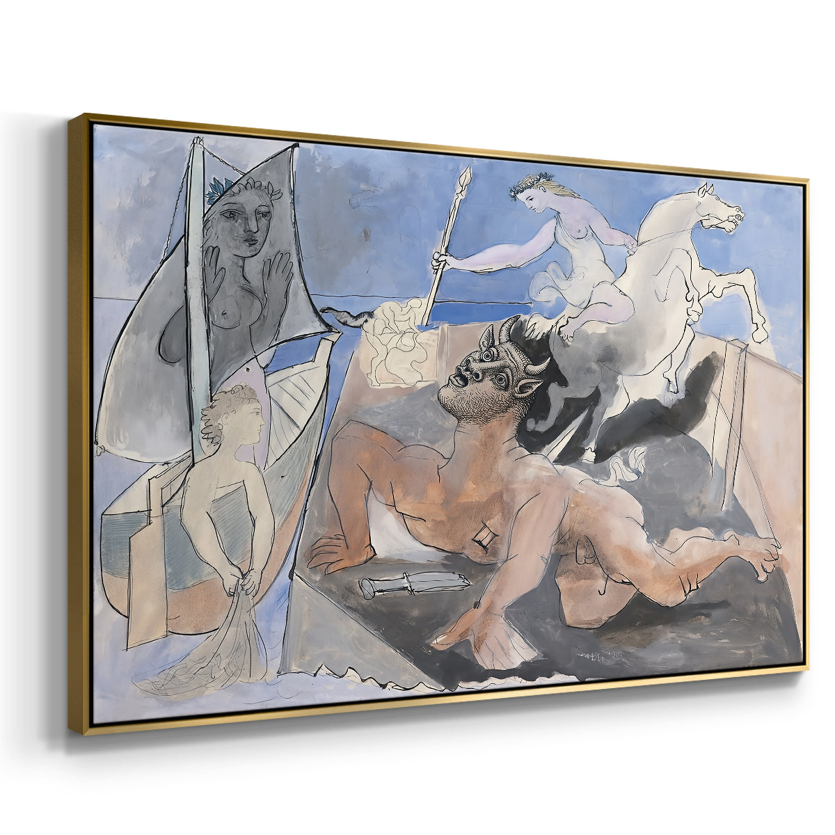 Composition with Minotaur, 1936 - Floater Framed Canvas Print