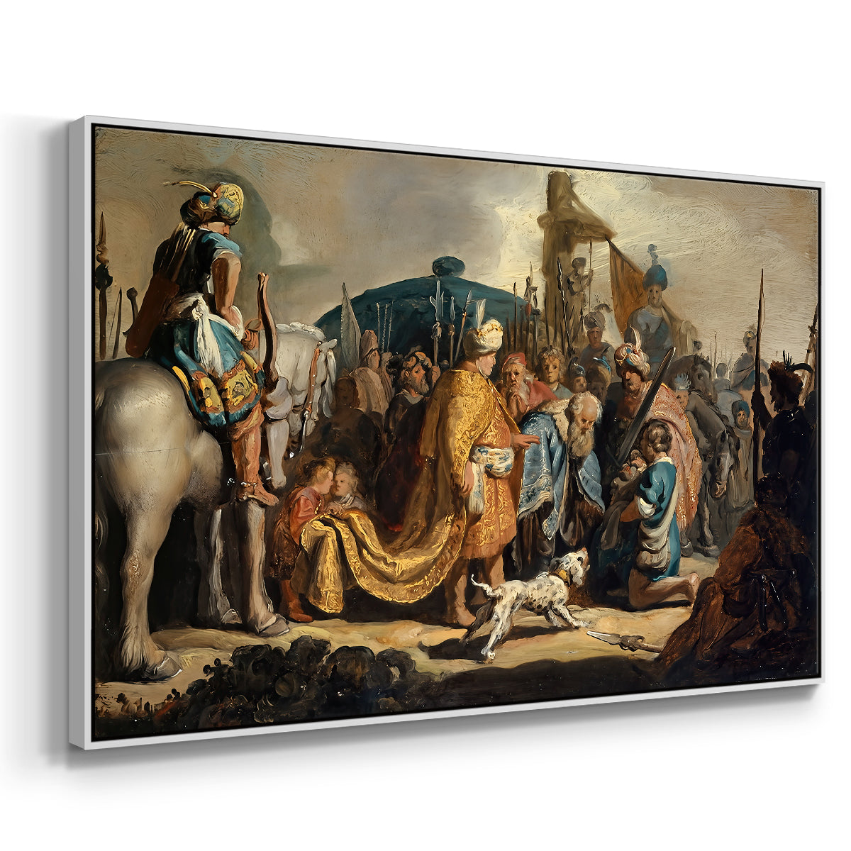 David with Goliath's Head in front of Saul, for Rembrandt, 1627 - Floater Framed Canvas Print