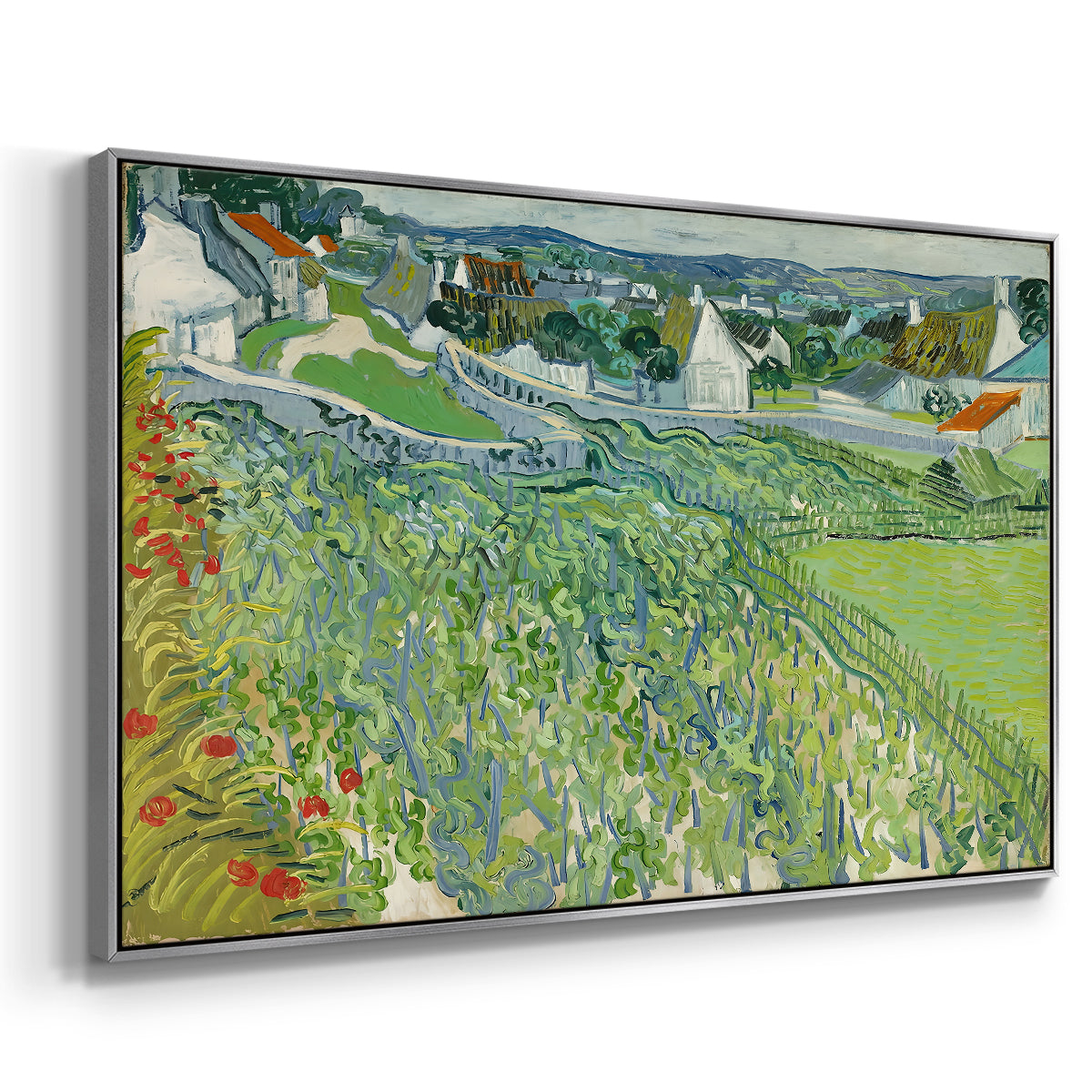 Vineyards at Auvers, 1890 - Floater Framed Canvas Print