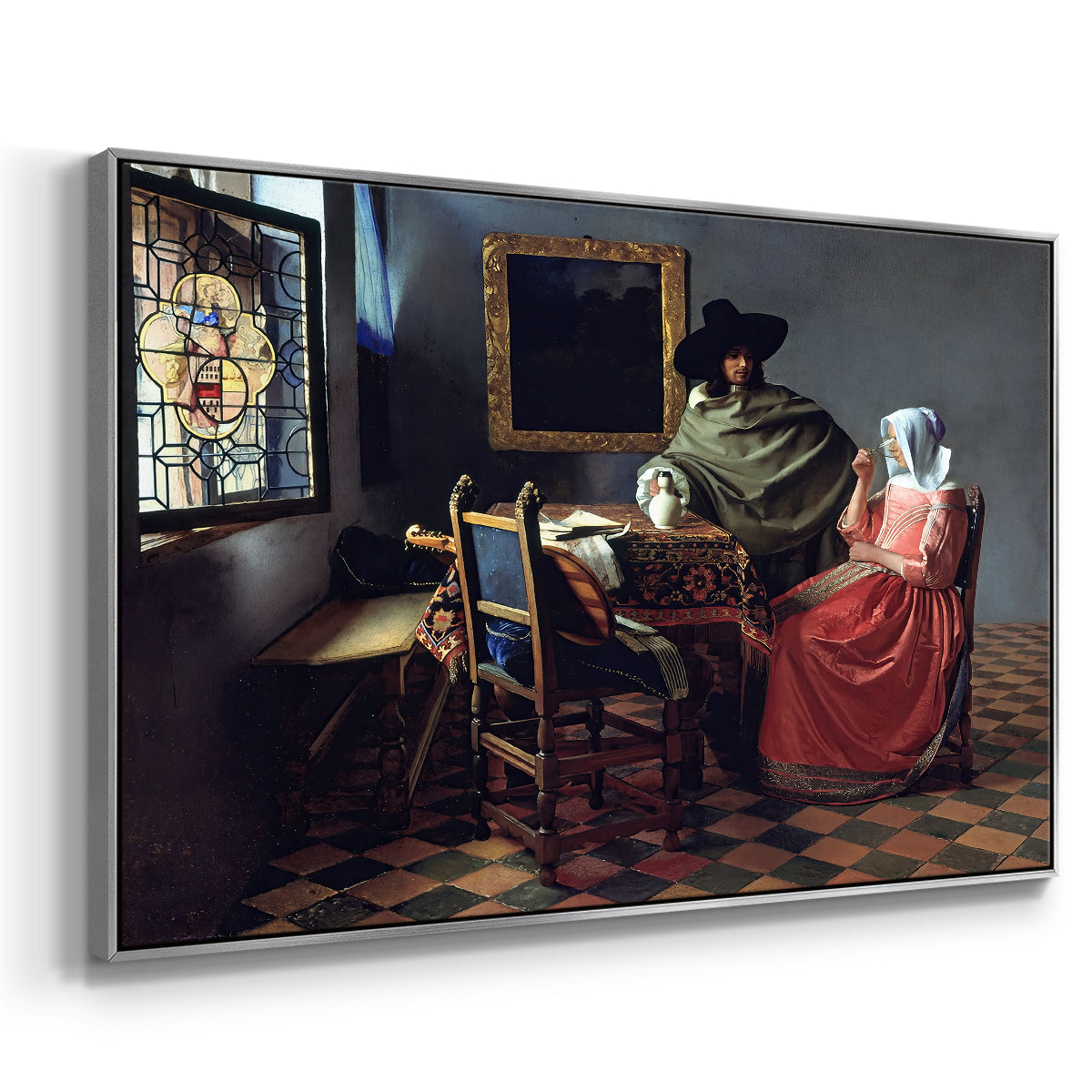 The Glass of Wine, c. 1660 - Floater Framed Canvas Print