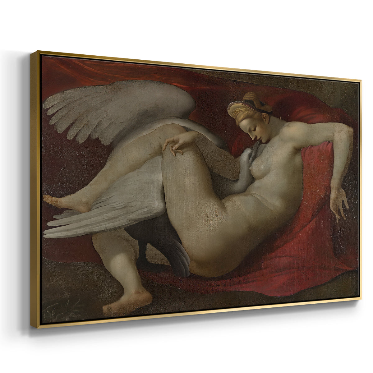 Leda and the Swan (16th-Century Version), c. 1530 - Floater Framed Canvas Print