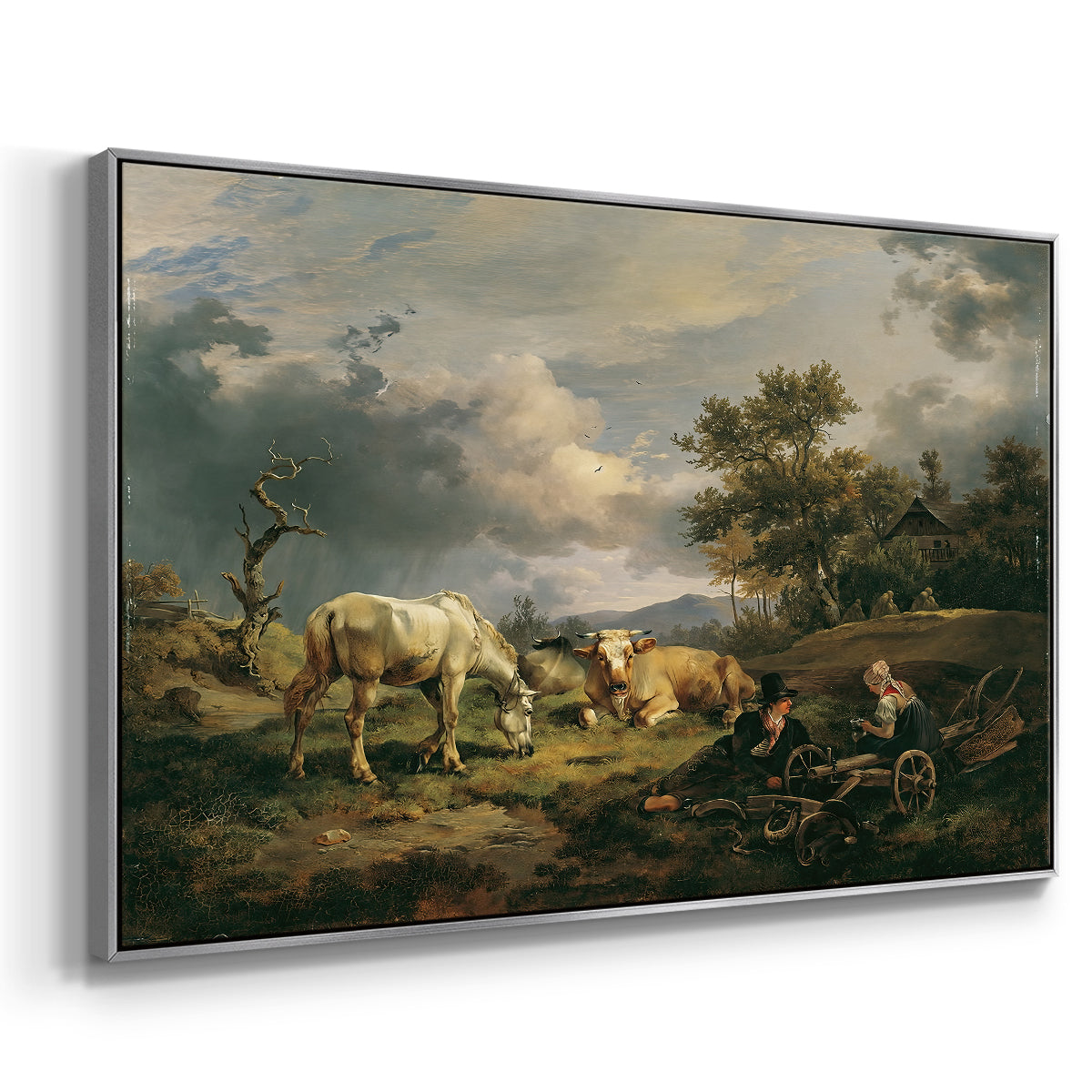 Young Peasant Couple Resting in the Field, 1829 - Floater Framed Canvas Print