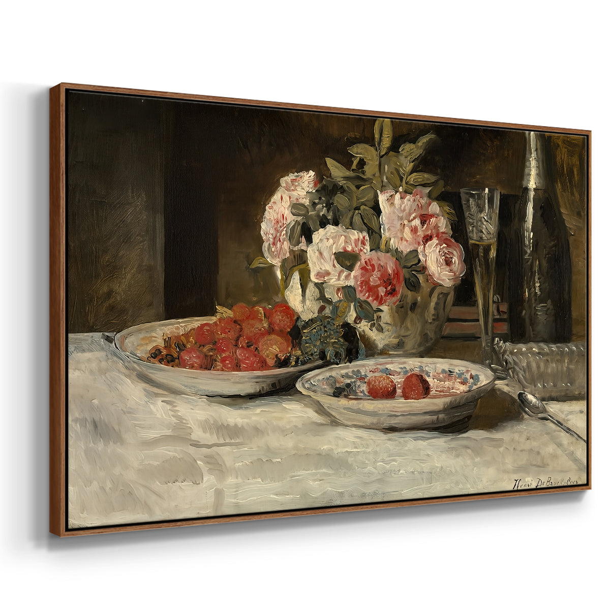 Strawberries and Champagne, c. 1881-1885 - Floater Framed Canvas Print
