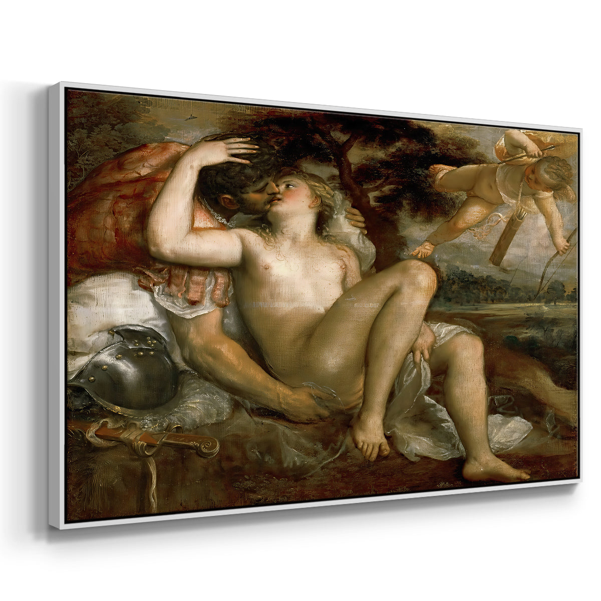 Mars, Venus and Cupid, c. 1530 - Floater Framed Canvas Print