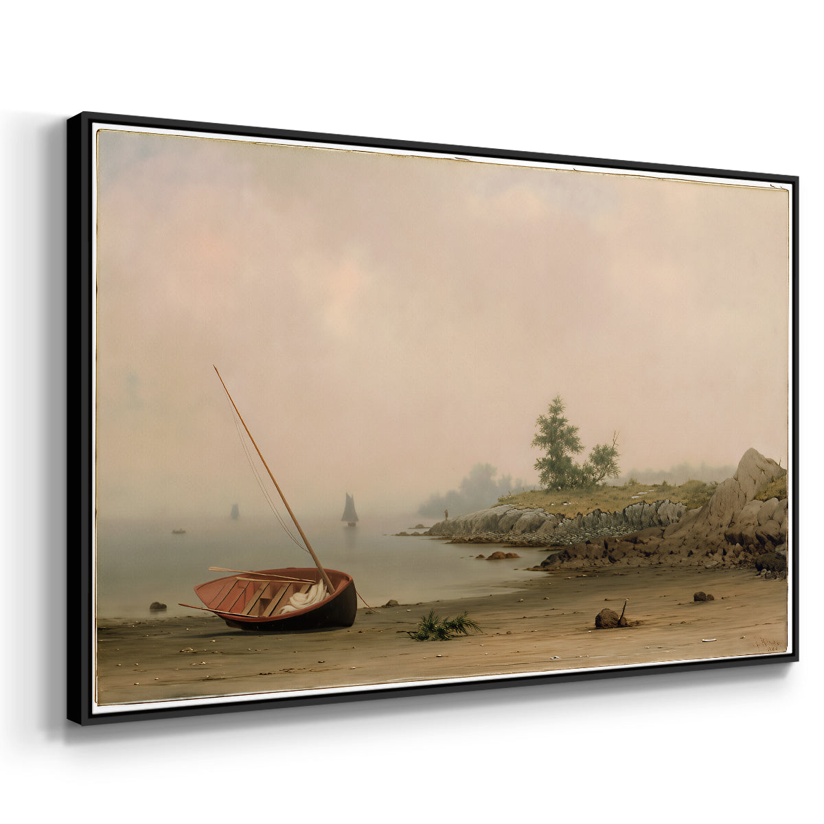 The Stranded Boat, 1863 - Floater Framed Canvas Print