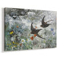 Canvas art print featuring swifts gliding midair with wings spread against soft sky, displayed at an angle