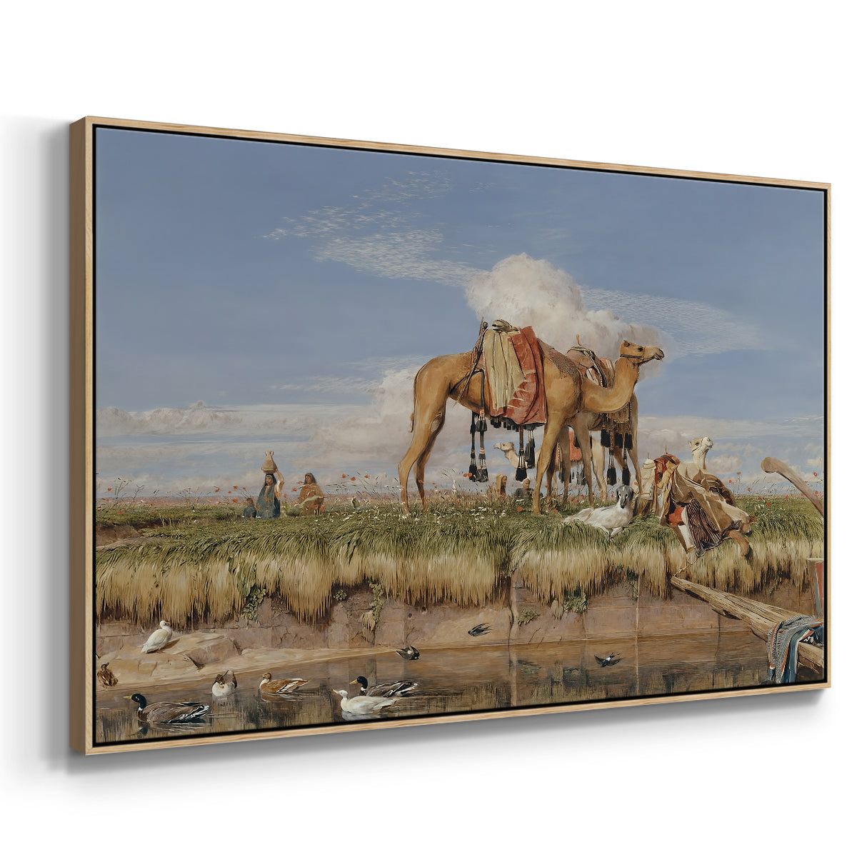 On the Banks of the Nile, Upper Egypt, 1876 - Floater Framed Canvas Print
