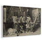 Canvas art print featuring a realistic scene of figures concentrating on chess game indoors, displayed at an angle