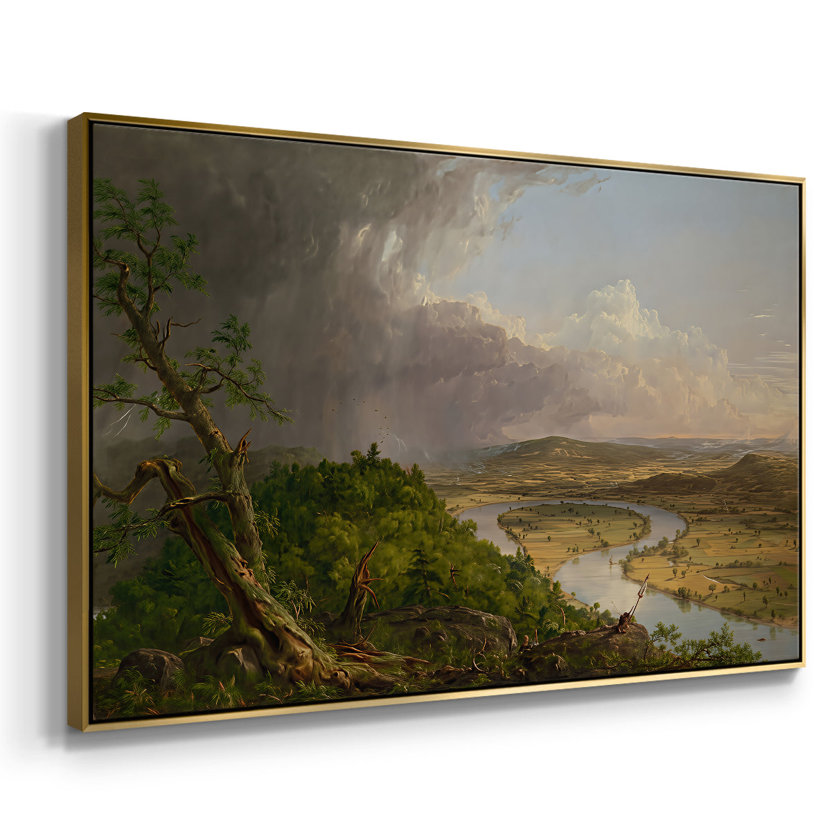 View from Mount Holyoke, Northampton, Massachusetts, after a Thunderstorm (Oxbow), 1836 - Floater Framed Canvas Print
