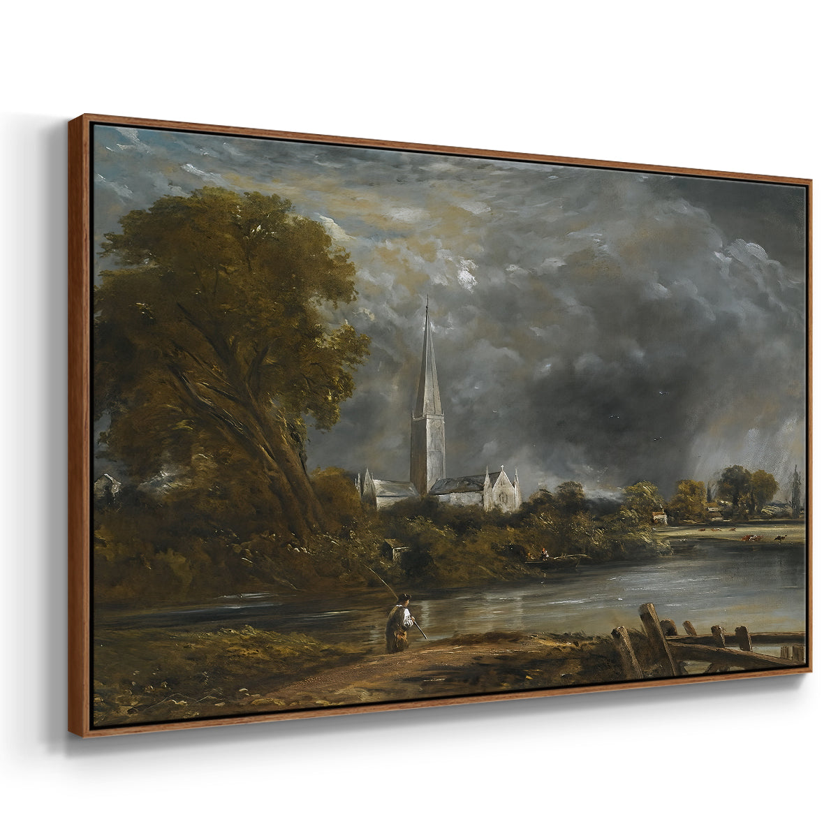 Salisbury Cathedral from the Meadows, c. 1831 - Floater Framed Canvas Print