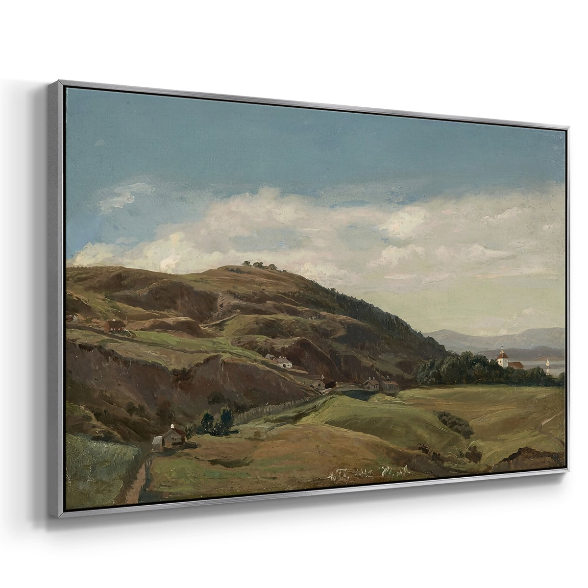 Ekeberg and Oslo Church, 1852 - Floater Framed Canvas Print