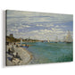 Canvas art print featuring a lively regatta scene with boats and people on beach, displayed at an angle