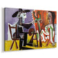 Canvas art print featuring a cubist scene showing interaction, displayed at an angle