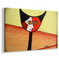 Canvas art print featuring a cubist-inspired feline portrait, displayed at an angle