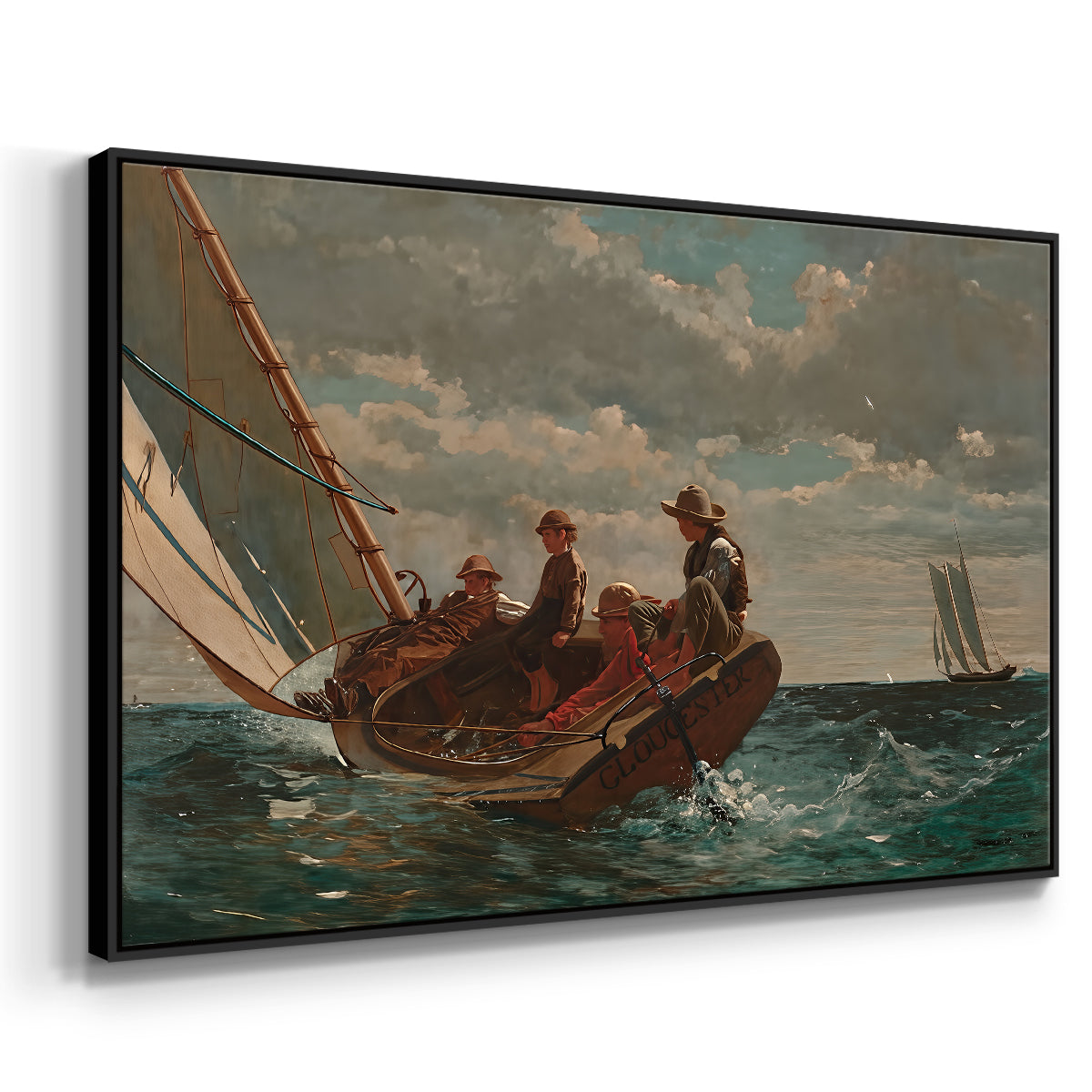 Breezing Up (A Fair Wind), 1873-1876 - Floater Framed Canvas Print