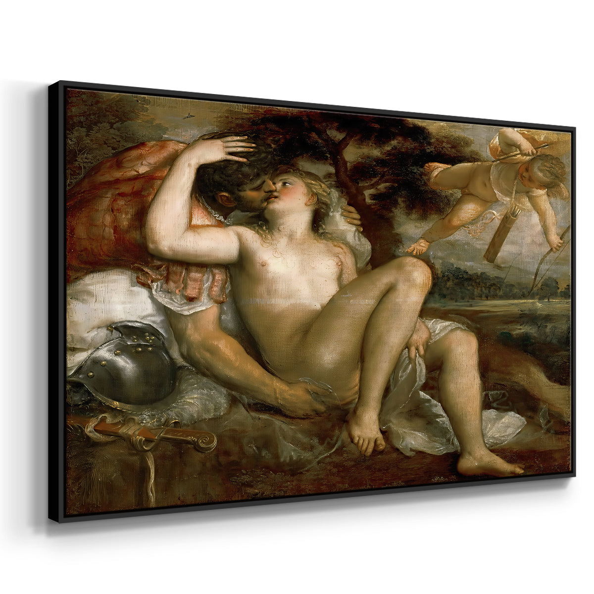 Mars, Venus and Cupid, c. 1530 - Floater Framed Canvas Print