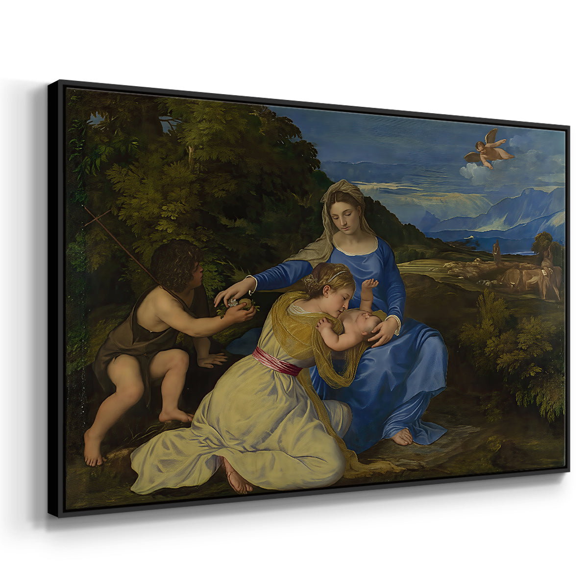 The Aldobrandini Madonna, 1532 - Floater Framed Canvas Print