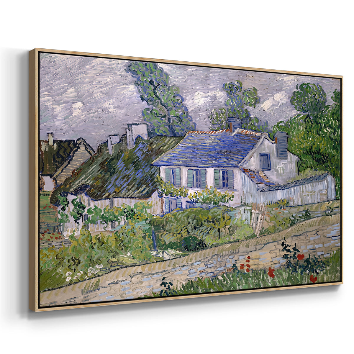Houses in Auvers, 1890 - Floater Framed Canvas Print