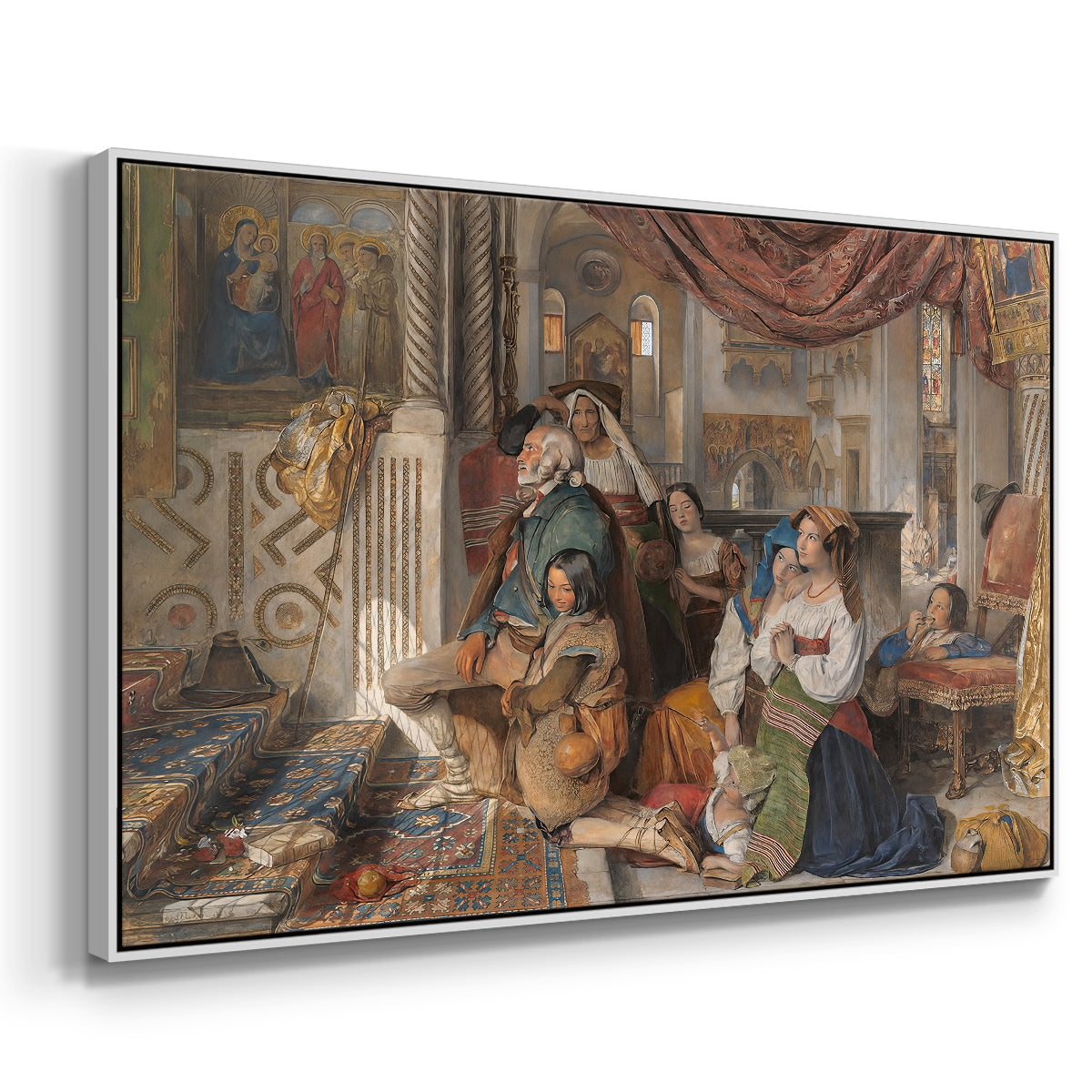 Roman Pilgrims, 1854 - Floater Framed Canvas Print