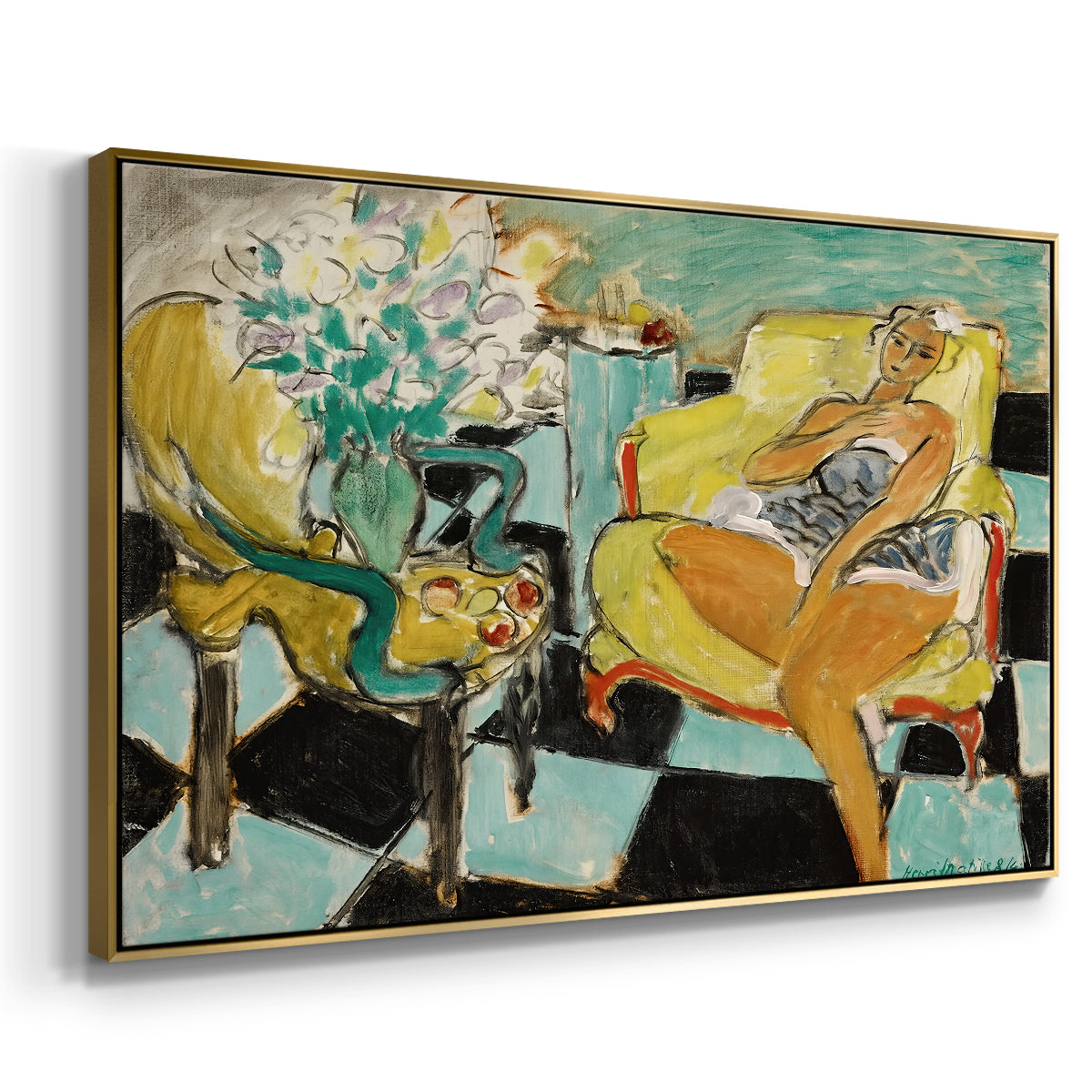 Seated Woman with Flower, 1942 - Floater Framed Canvas Print