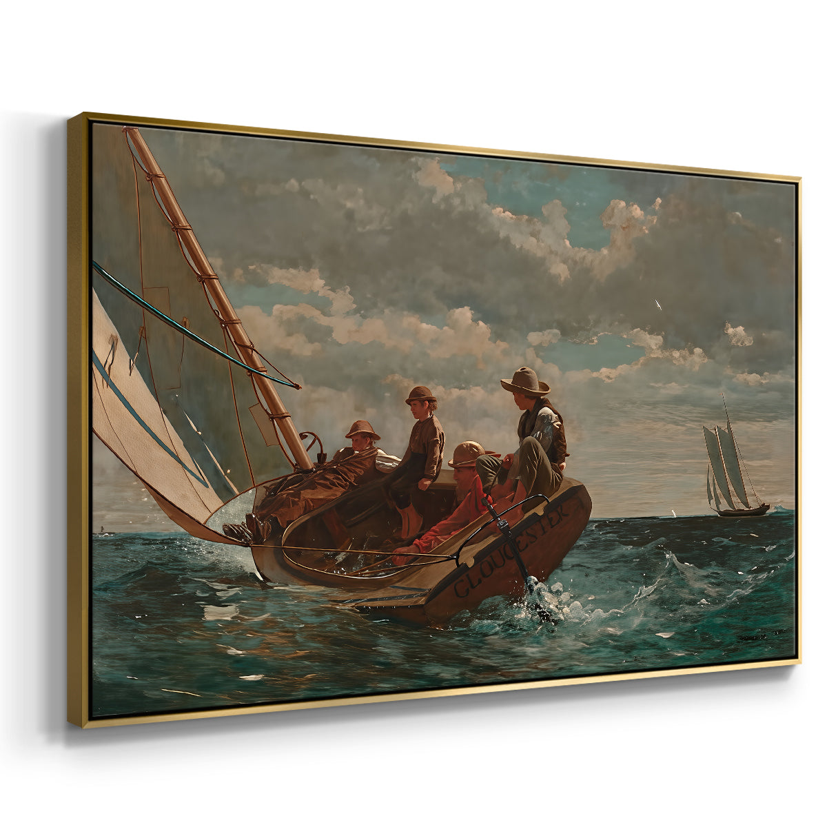 Breezing Up (A Fair Wind), 1873-1876 - Floater Framed Canvas Print