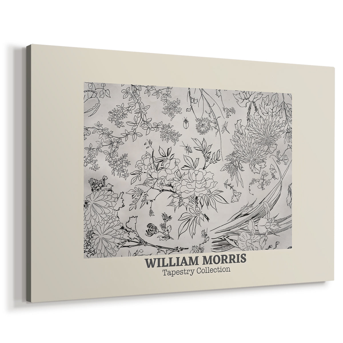 Canvas art print featuring a decorative botanical design with fine detail and light background, displayed at an angle