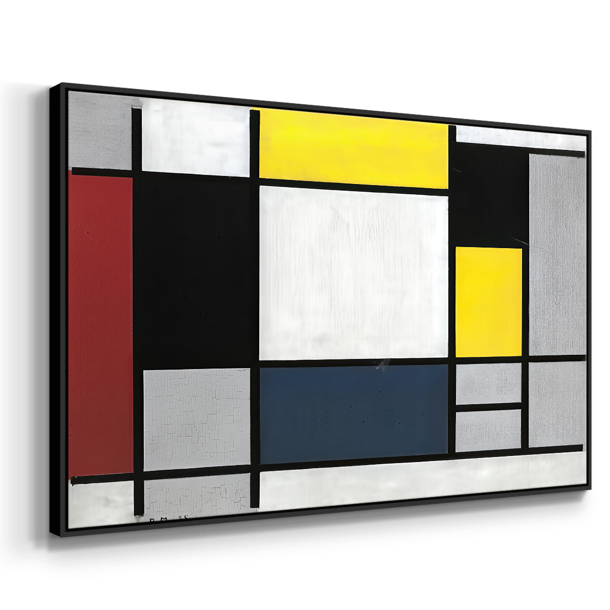 Composition with Yellow, Red, Black, Blue, and Gray, 1920 - Floater Framed Canvas Print