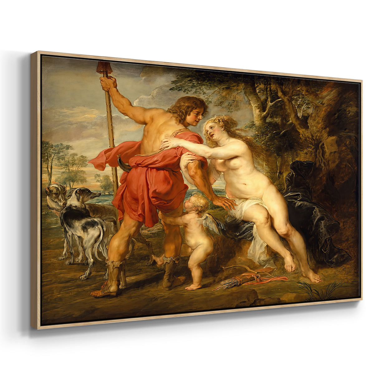 Venus and Adonis, c. 1635 - Floater Framed Canvas Print
