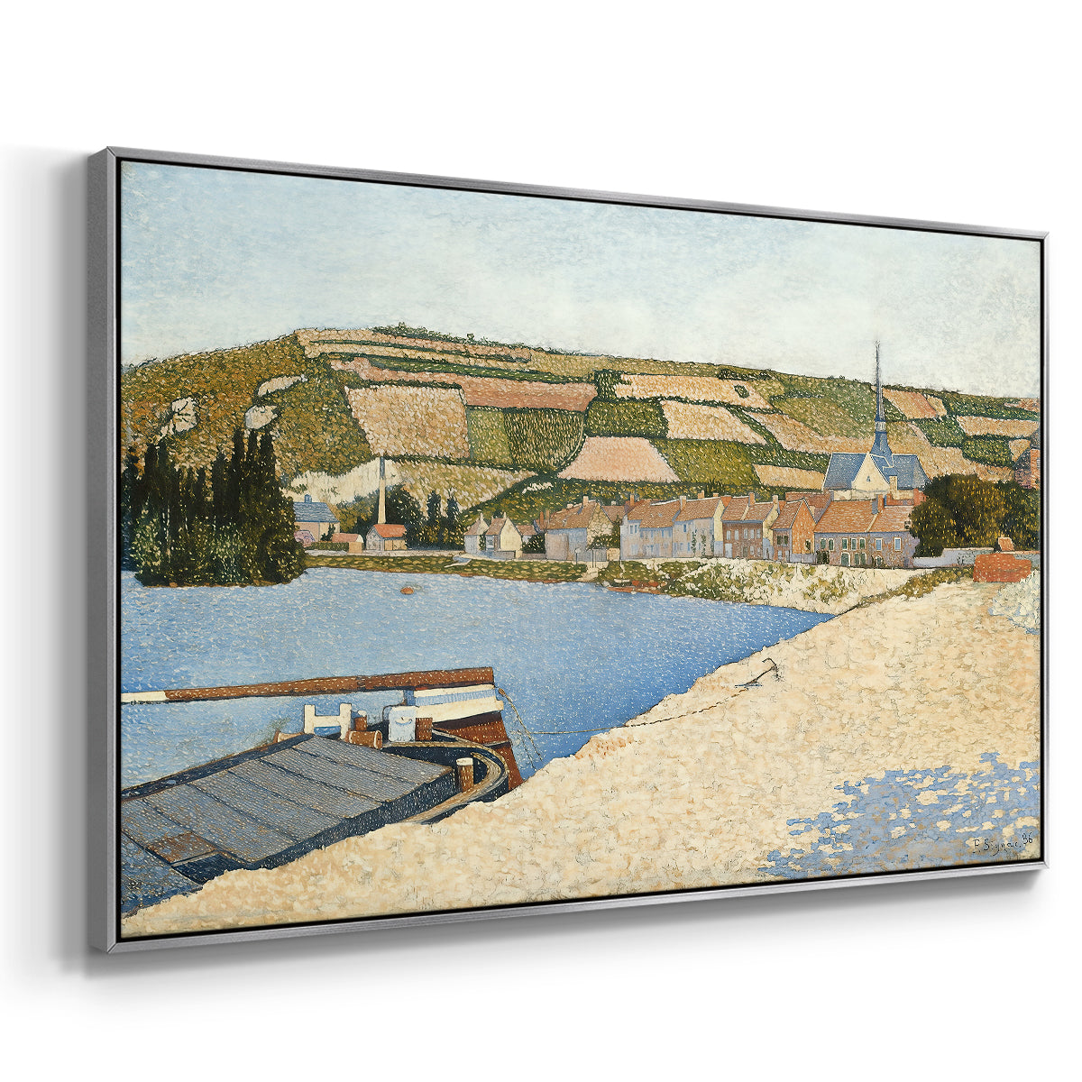 The Riverbank, Les Andelys, 1886 - Floater Framed Canvas Print