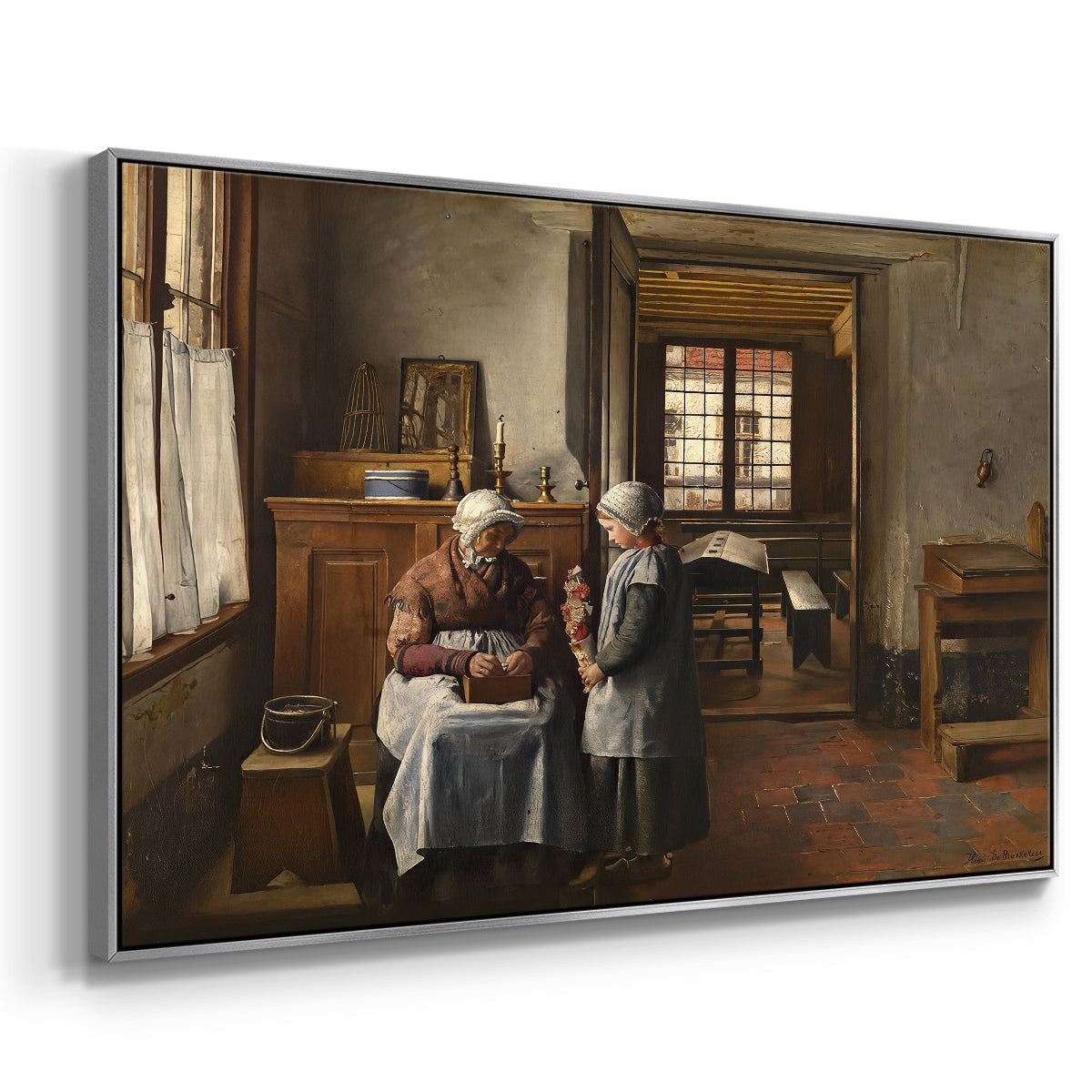 Grandmother's Feast, 1873 - Floater Framed Canvas Print