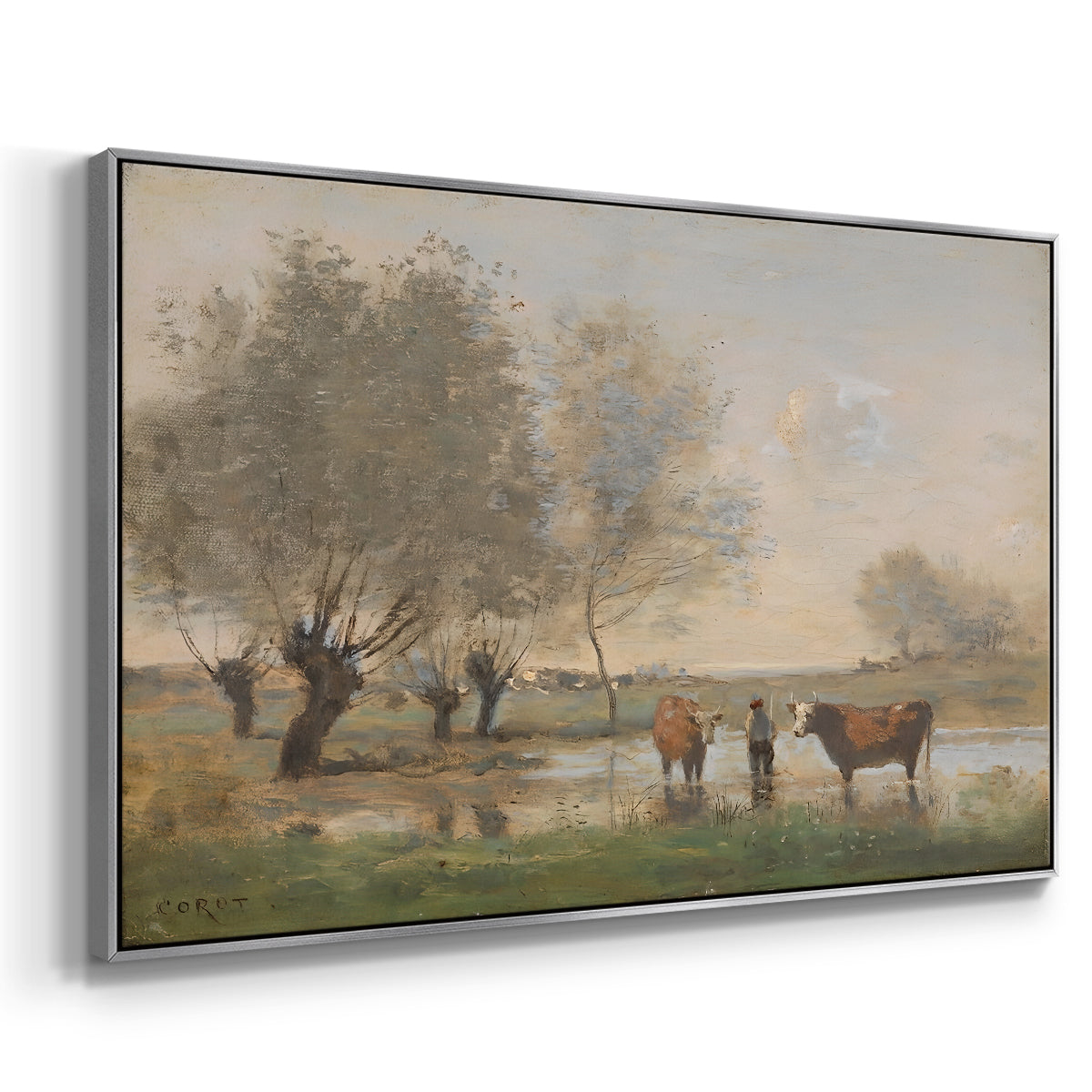 Cows in a Marshy Landscape, c. 1873-1874 - Floater Framed Canvas Print