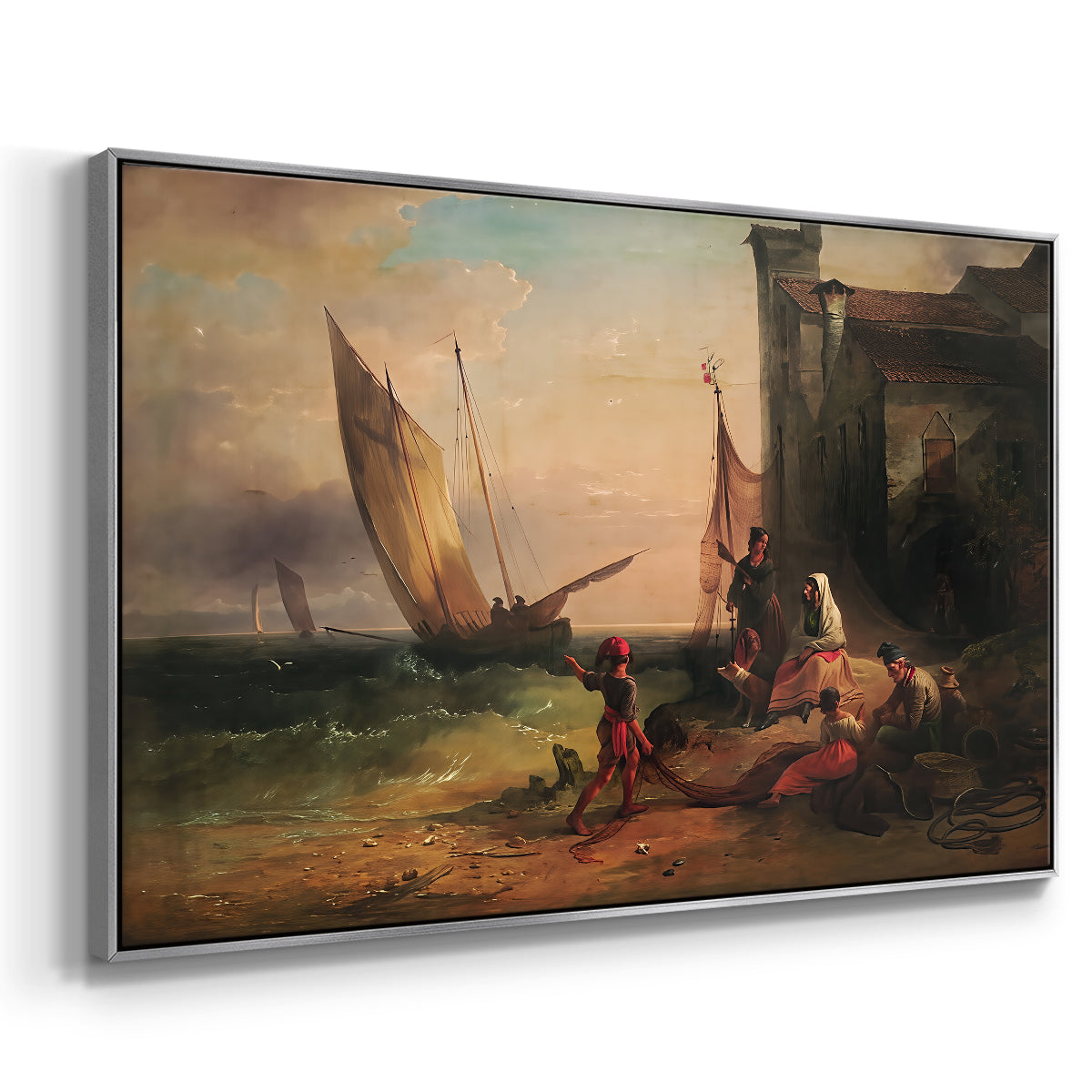 Fisherman's Family from Chioggia, 1838 - Floater Framed Canvas Print