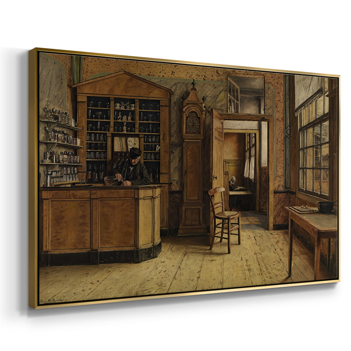 The Old Inn 'Het Loodshuis' in Antwerp, 1877 - Floater Framed Canvas Print
