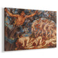 Canvas art print featuring a mythological scene of wind god Boreas moving through autumn leaves, displayed at an angle