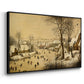 Winter Landscape with Skaters and Bird Trap, 1565 - Floater Framed Canvas Print