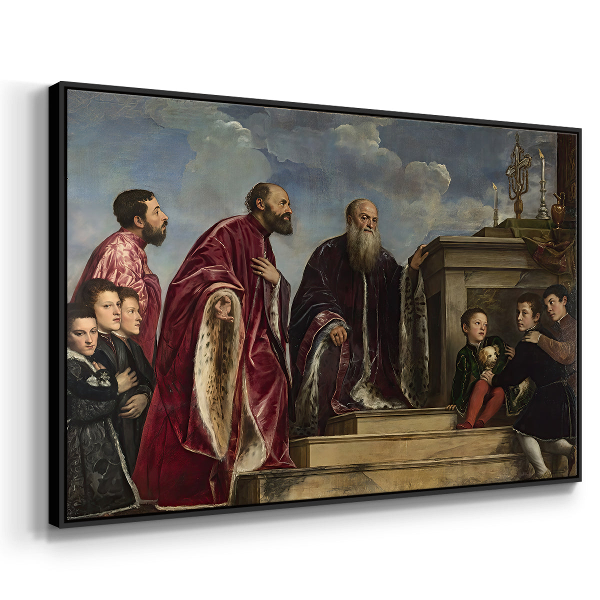 The Vendramin Family Venerating a Relic of the True Cross, c. 1540-1545 - Floater Framed Canvas Print