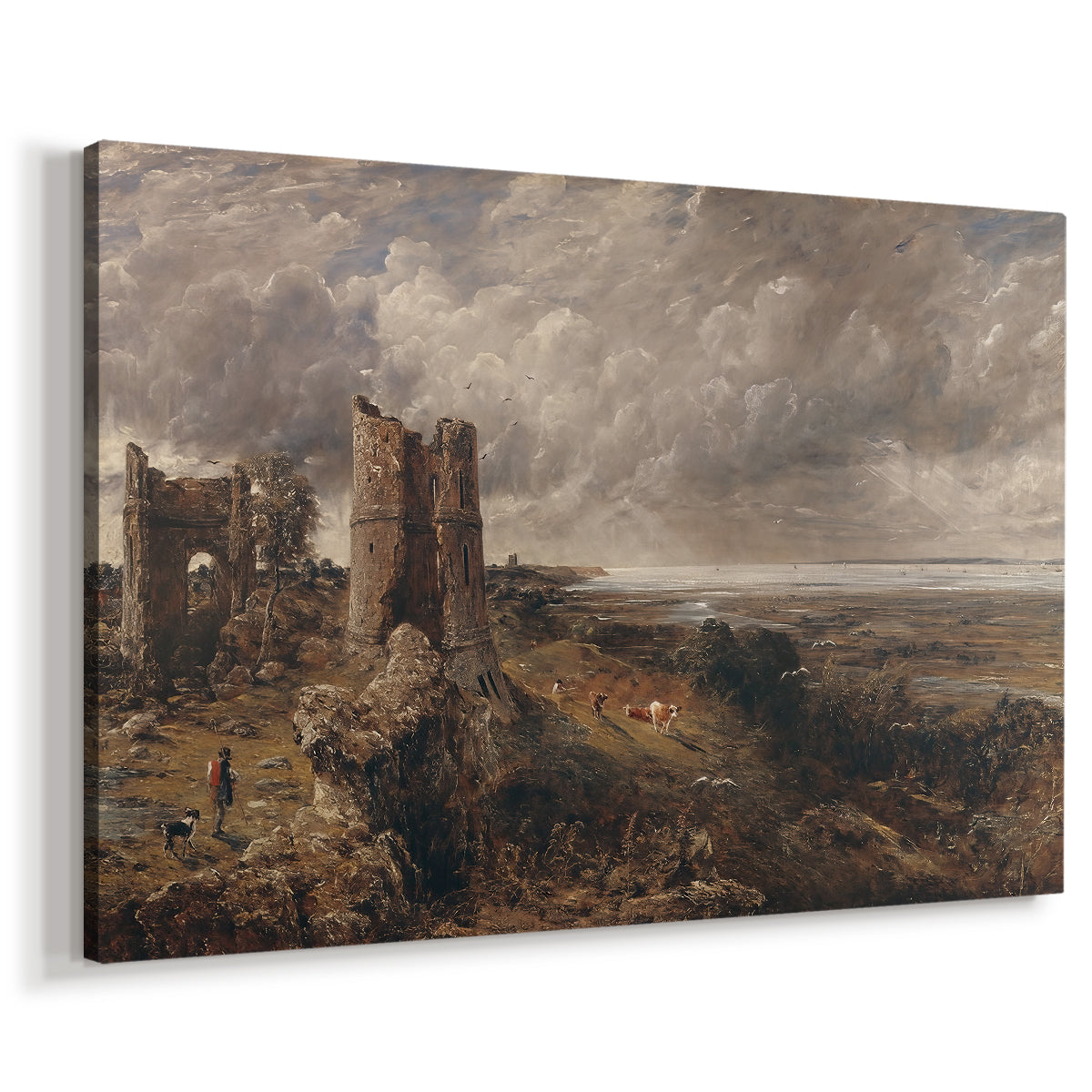 Canvas art print featuring an architectural ruin in natural terrain, displayed at an angle