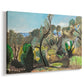 Canvas art print featuring a countryside view with vegetation and distant horizon, displayed at an angle