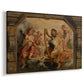 Canvas art print featuring a biblical music scene and gathered figures, displayed at an angle