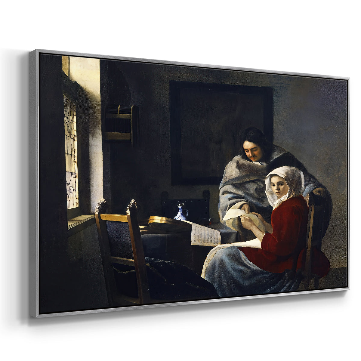 Girl Interrupted at Her Music, c. 1658-1659 - Floater Framed Canvas Print