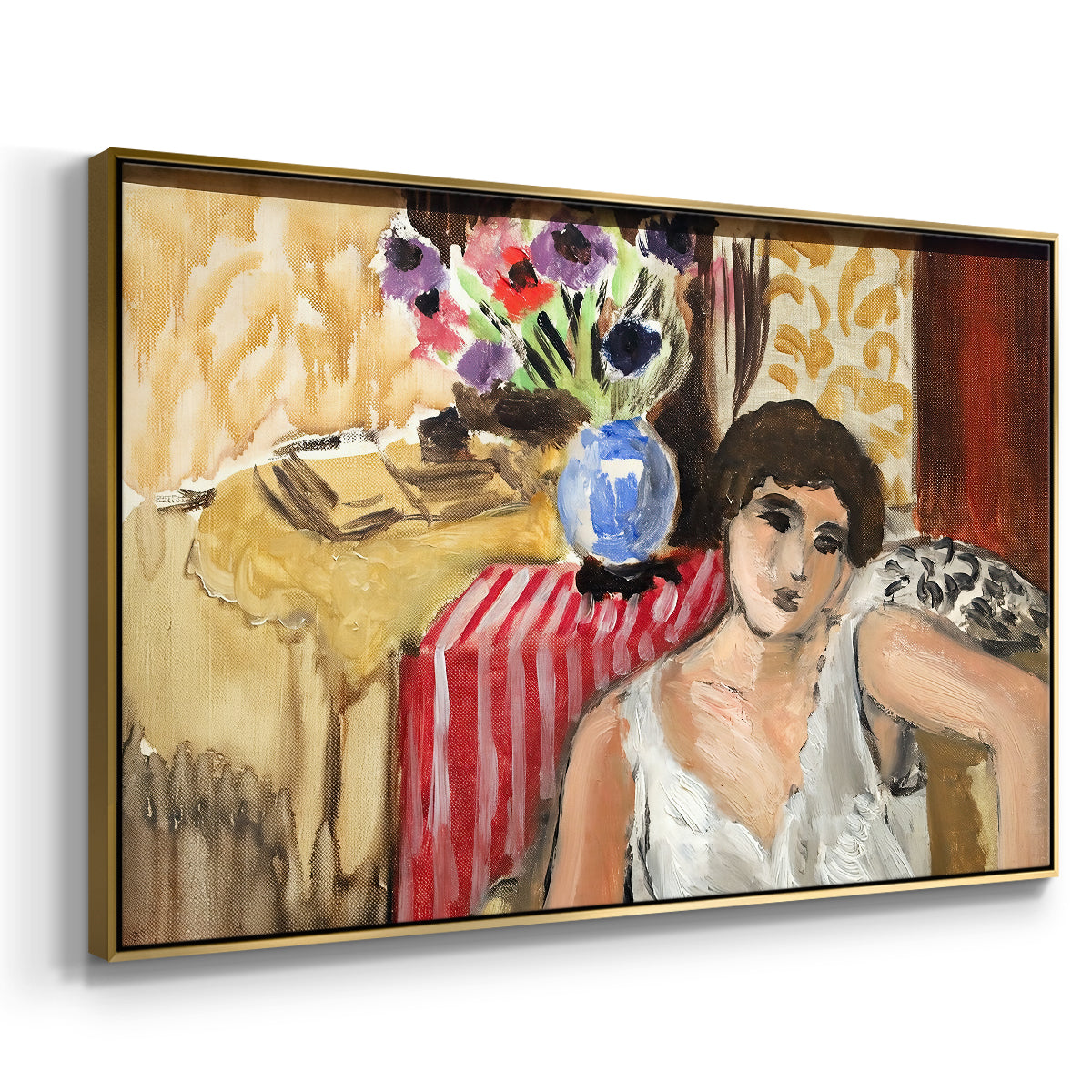 Woman Seated in an Armchair, c. 1920 - Floater Framed Canvas Print