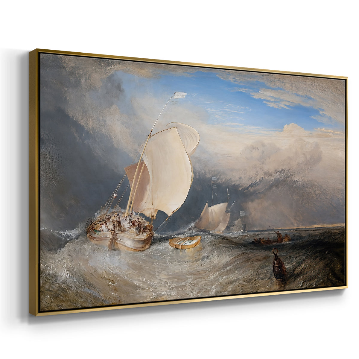 Fishing Boats with Hucksters Bargaining for Fish, 1837-1838 - Floater Framed Canvas Print