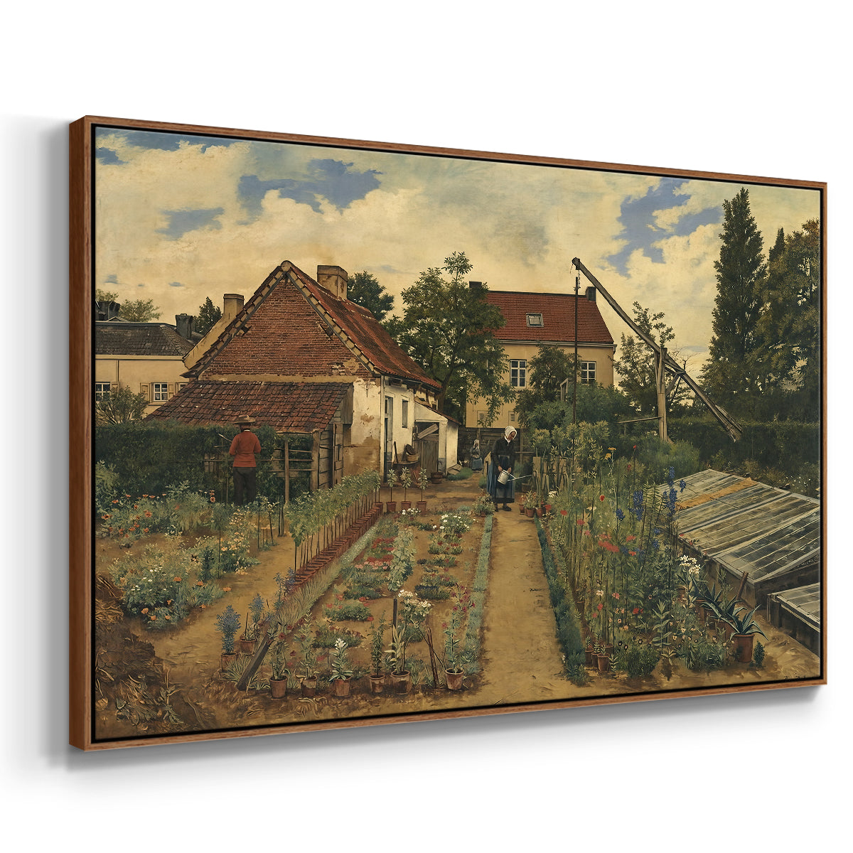 Garden of a Florist (The Flower Garden), 1864 - Floater Framed Canvas Print