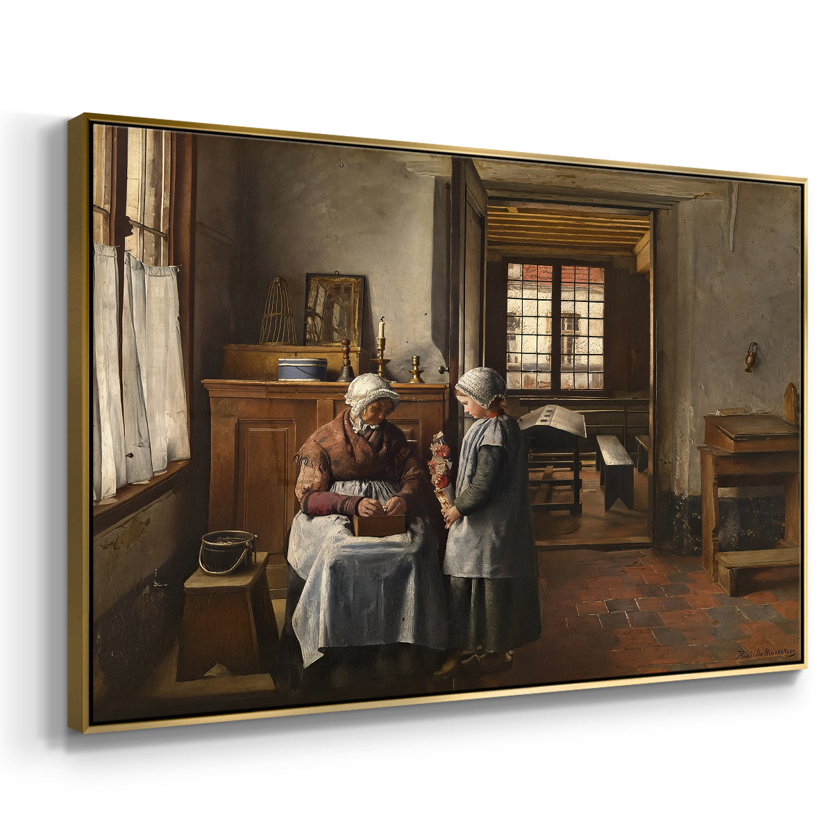 Grandmother's Feast, 1873 - Floater Framed Canvas Print