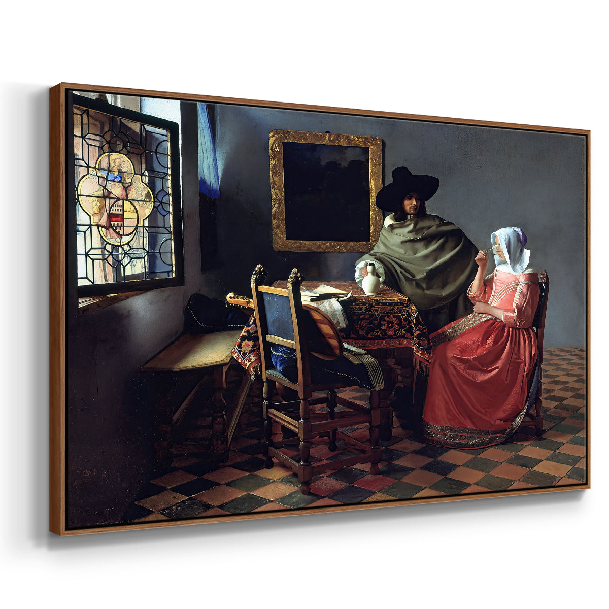 The Glass of Wine, c. 1660 - Floater Framed Canvas Print