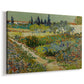 Canvas art print featuring an expressive outdoor scene with dense vegetation and color, displayed at an angle
