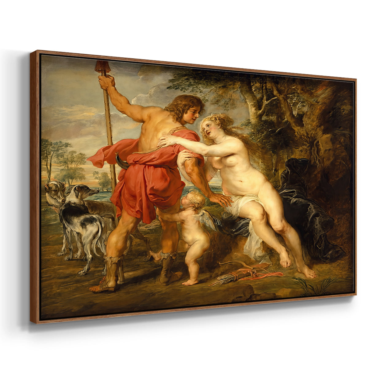 Venus and Adonis, c. 1635 - Floater Framed Canvas Print