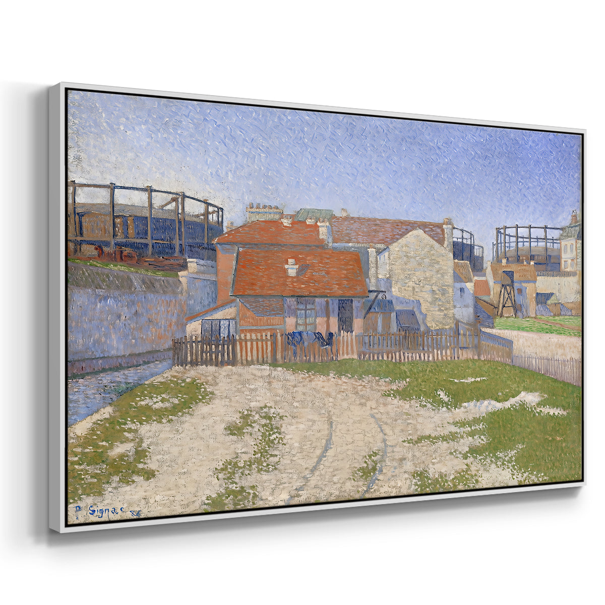 Gasometers at Clichy, 1886 - Floater Framed Canvas Print